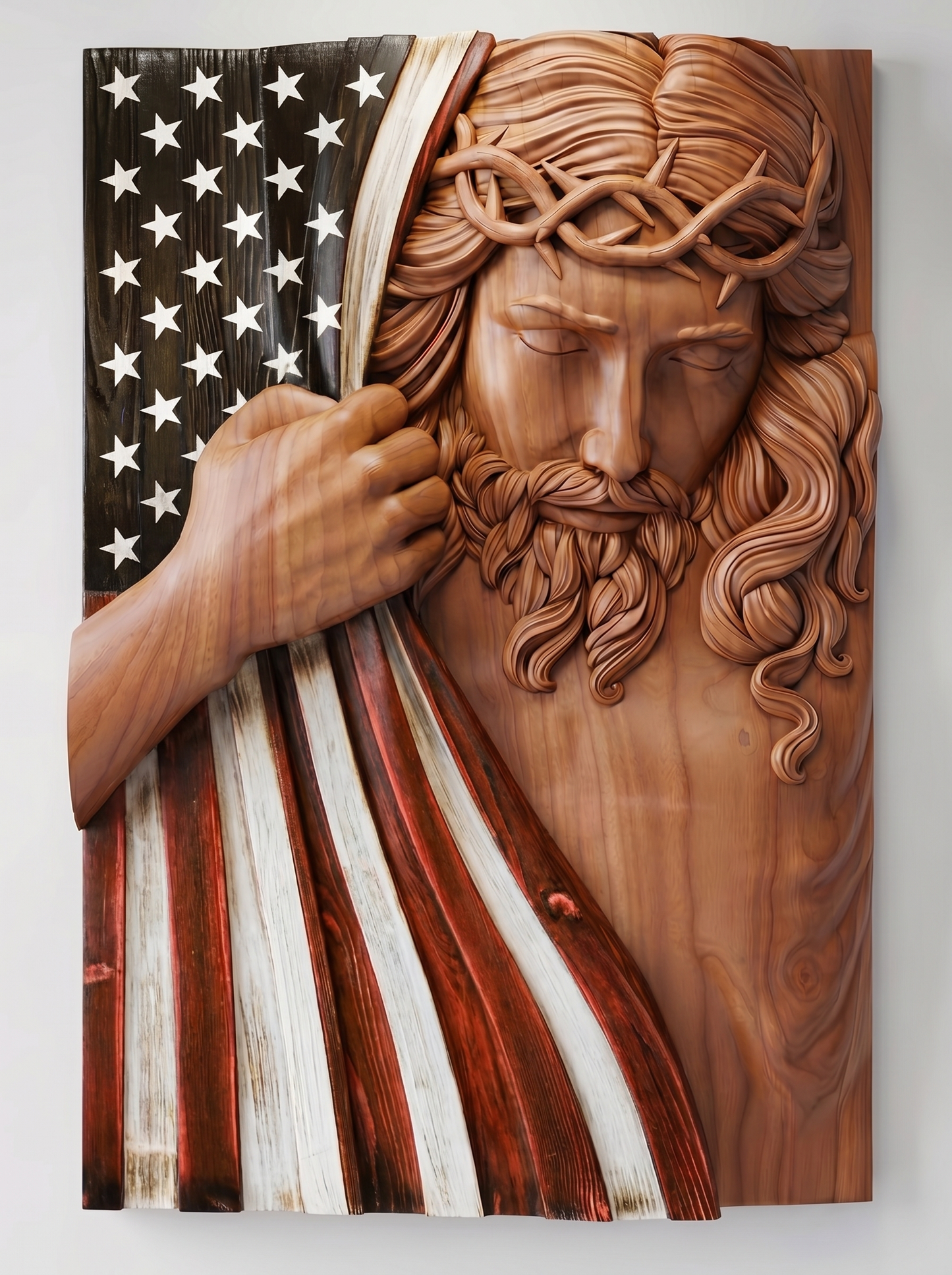 American Flag Wood Carving