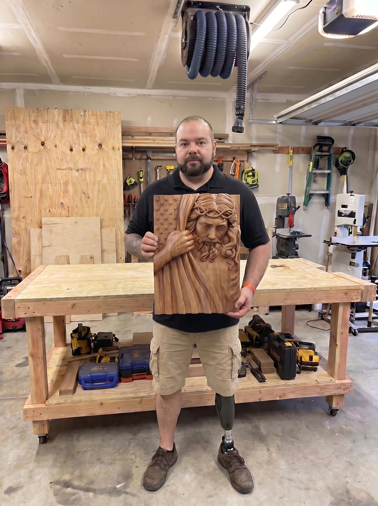 American Flag Wood Carving